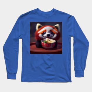 Kawaii Red Panda Eating Ramen Long Sleeve T-Shirt